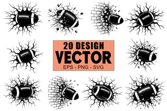 American Football Cracked Wall Vector for Crafts Graphics