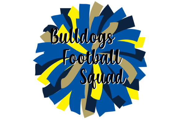 Blue Yellow Gold Bulldogs Football Pom: A Crafty Graphic for Bold Sports Designs