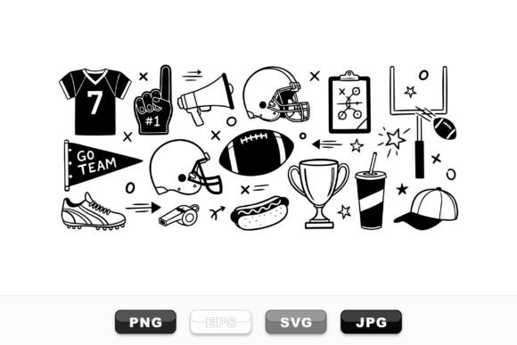 Football Game Icon Clipart Set: Graphics for Crafts