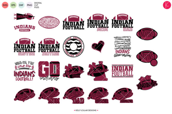 Indians Football Bundle: Graphic Design for School Spirit & Local Business Crafts