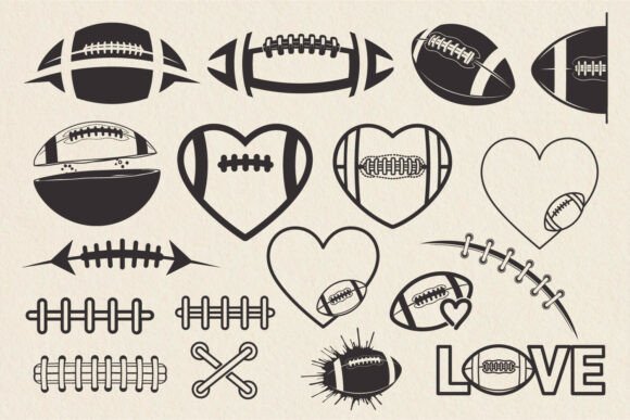 Sports SVG Love Football Graphics for Crafts
